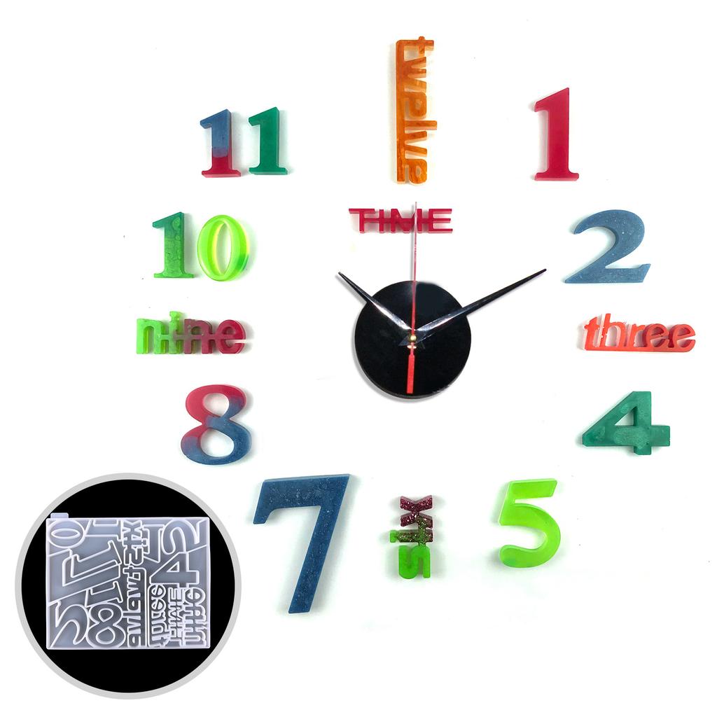 For Creative Numeral Clock UV Epoxy Resin Mold Wall Clocks Crystal Silicone Mould DIY Crafts Jewelry Home Decorations Mo