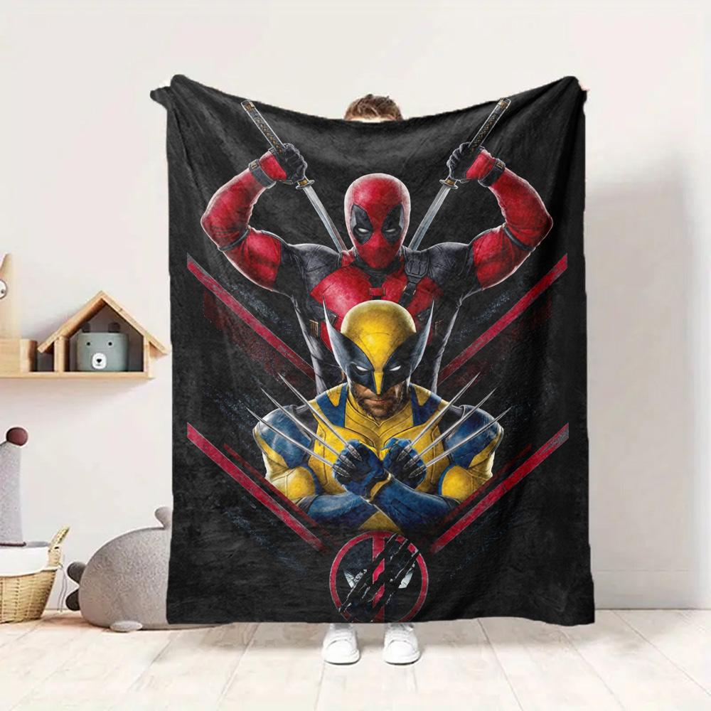 Deadpool Wolverine Flannel Blanket Throw Blanket Soft Warm Sofa Bed Camping Car home Decor Unique Christmas Gift C9302748