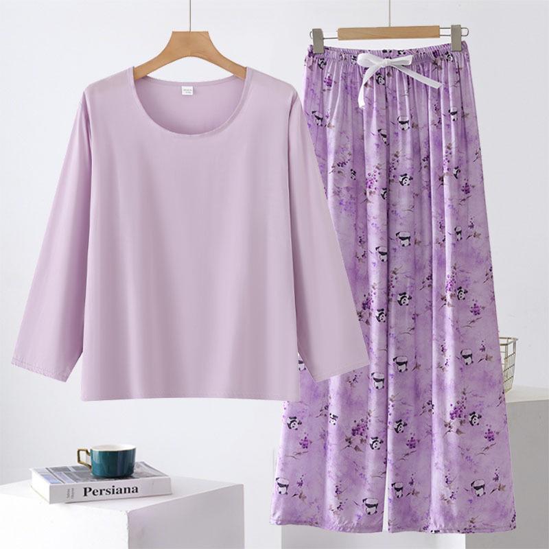 

Women s Round Neck Long-Sleeve T-Shirt and Wide-Leg Pants Set - 2026 Spring/Summer Collection 3XL 120-140 jin