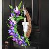 Artificial Rattan Ring Garland Faux Flowers Door Hanger Decorative Front Gate Wreath  Party Decor