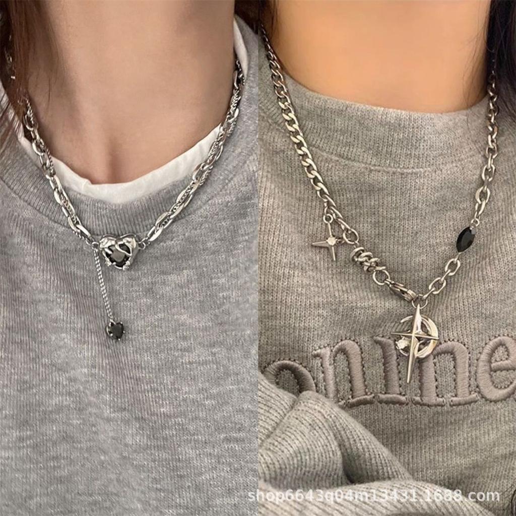 Sweet and cool lava love necklace women's ins tide niche high-end design sense sweater chain versatile personality sweater chain men
