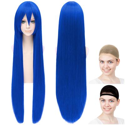 CaseEden Cosplay Wig, Full Wig, Heat Resistant, Silky Smooth, Straight, Long, 100cm, Blue Hair, WIG6018