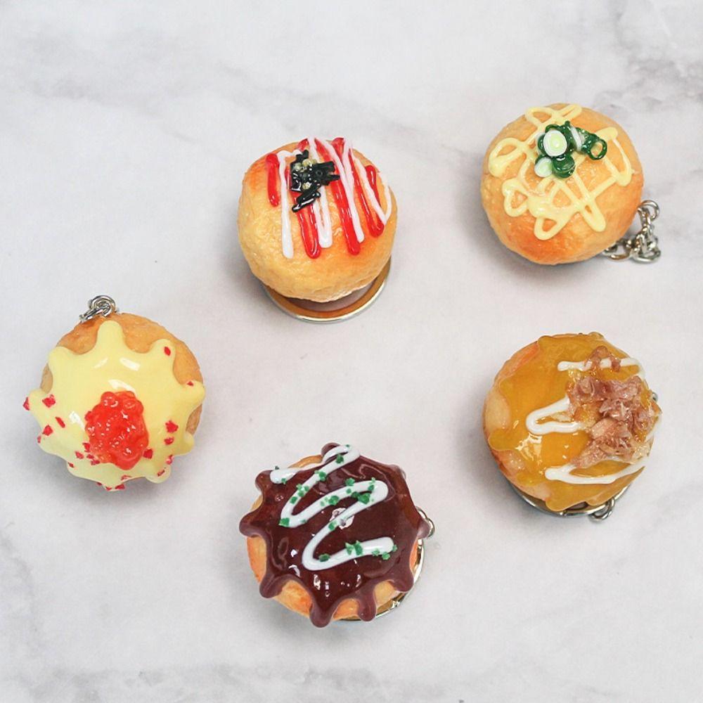 Jewelry Accessories Simulation Food Key Chain Car Keychains PVC Keychain Takoyaki  Pendant  Student