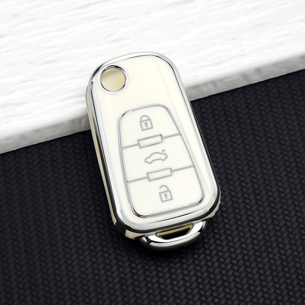 3 Buttons Premium Soft TPU Car Key Fob Protective Cover Shell for MG ZS MG6 MG5 GT MG3 GS MG7 350 360 750 Roewe RX5 Keychain