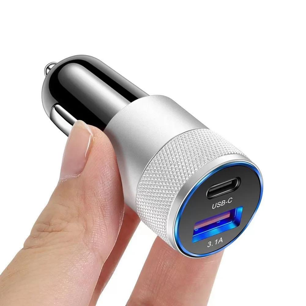 3.1A USB+PD Car Charger Type C Fast Charging Car Phone Adapter For iPhone Xiaomi Huawei Car Cigarette Lighter Quick Charge