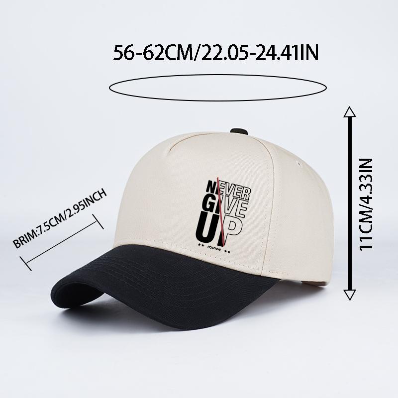 """Niemals aufgeben" Aufdruck Zweifarbig Baseballkappe Verstellbar Unisex Baumwolle Motivierend Sonnenhut"""
