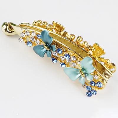 Women Elegant  Diamond Hairpin Resin Butterfly Shaped Banana Hair Clip Claw Ponytail Holder Headwear Barrette