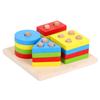 Zhiqu Toys Wood Geometric Matching Blocks Babe Shape Columns Set of Four Color Cognition Floor Games for Children