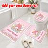 Personalized My Melody 3Pcs Flannel Toilet Mat Set Custom Text Bathroom Rug Non Slip
