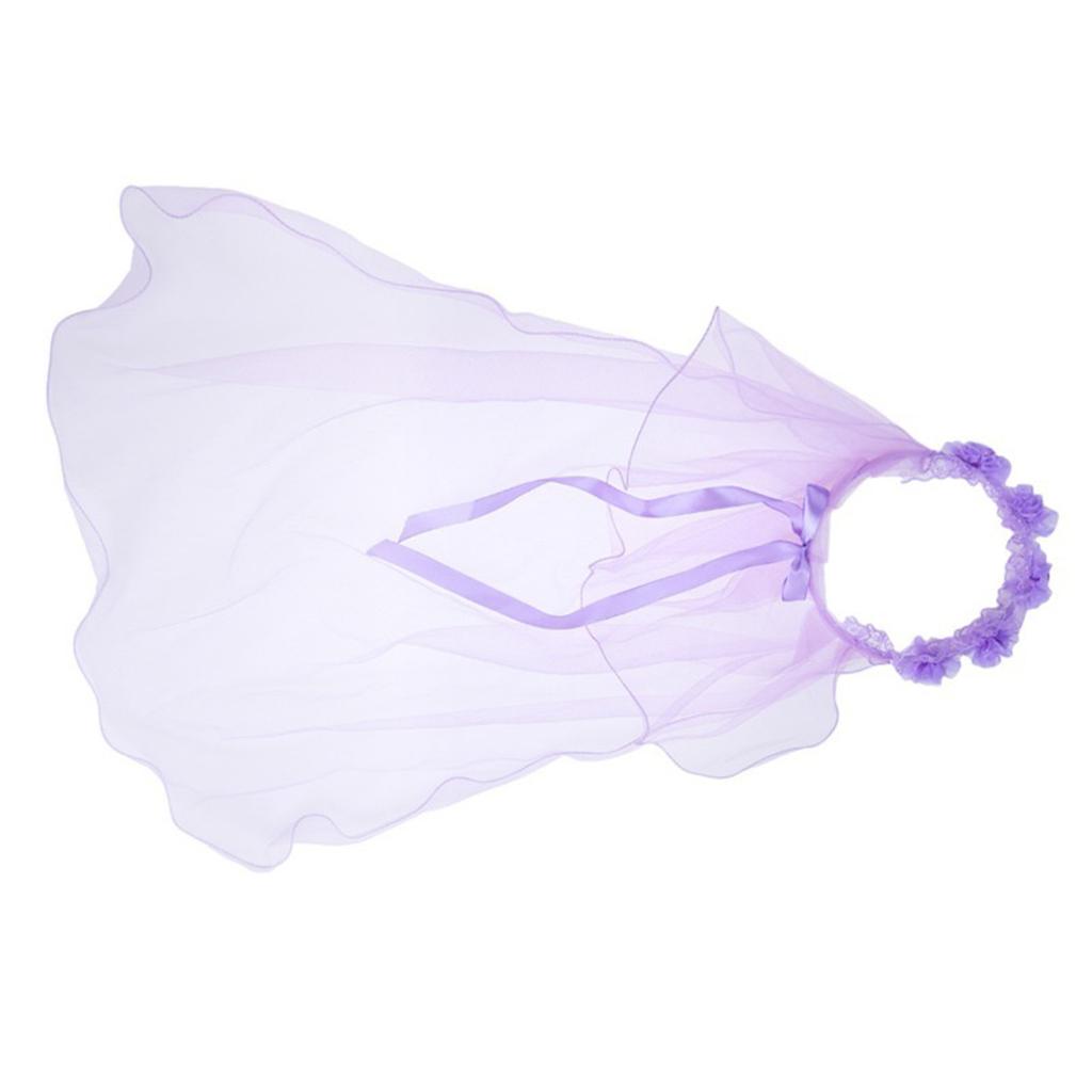 Children Lace Flower Crown Headband Veil for Girls Party Photography Accessories