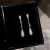 Silver Needle Diamond Tassel Drop Earrings: Elegant, Fashionable, Statement Design