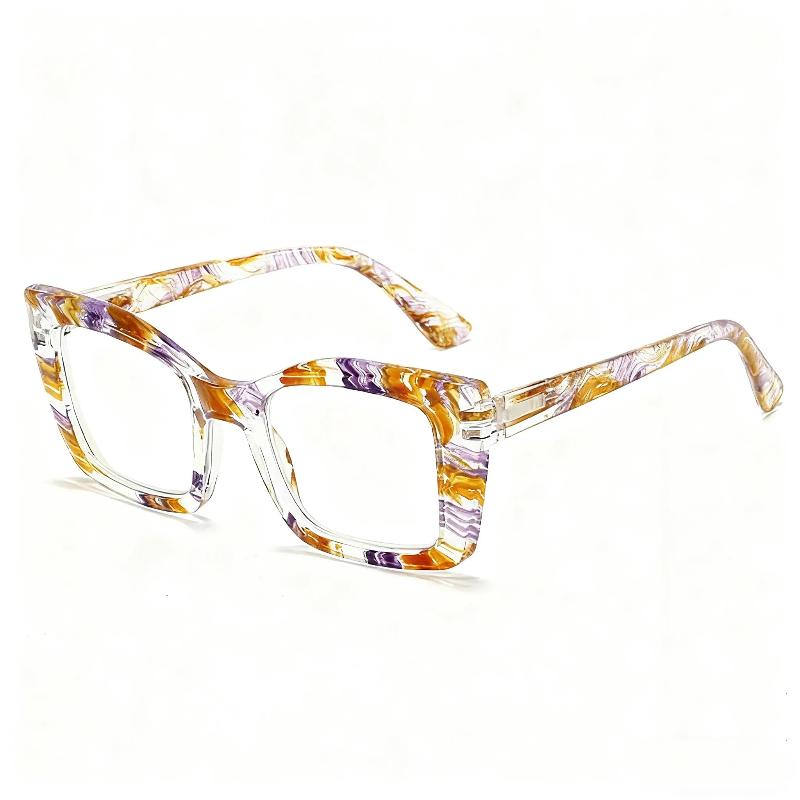 New High-end Printed Presbyopia Glasses Fashion Trend Transparent Frame Spring Foot Anti Blue Light Glasses Diopter To +4.0