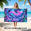 Axolotl Theme Quick Dry Beach Towel Custom Name Text Print Large Sand Resistant Towel Beach Vacation