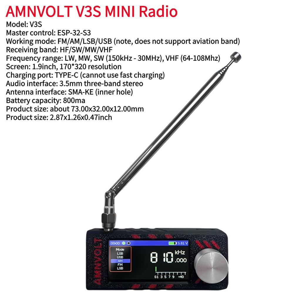 

ATS MINI V3B SI4732 Радіо Вседіапазонний DSP Оновлений Кишеньковий Радіоприймач FM AM SSB LSB USB Вбудована схема підсилювача для навушників Hi-Z