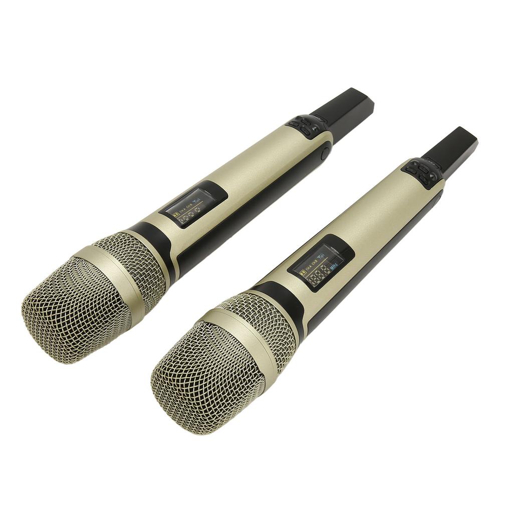 Wireless Microphone System Professional 1 for 2 Handheld Dynamic Mic System with Receiver and LCD