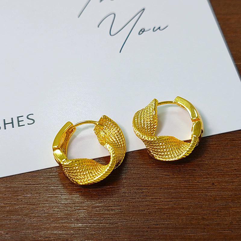 Cercei Hoop Textura Neregulată la Modă pentru Femei Vintage Simplu Geometric Răsuciți Cercei Cerc Mic Bijuterii Estetice Cadou