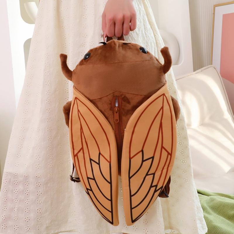 45cm Funny Creative Cartoon Insect Cicada Beetle Plush Doll Backpack Brown Green Insect Soft Plush Toy Gift For Boys And Girls