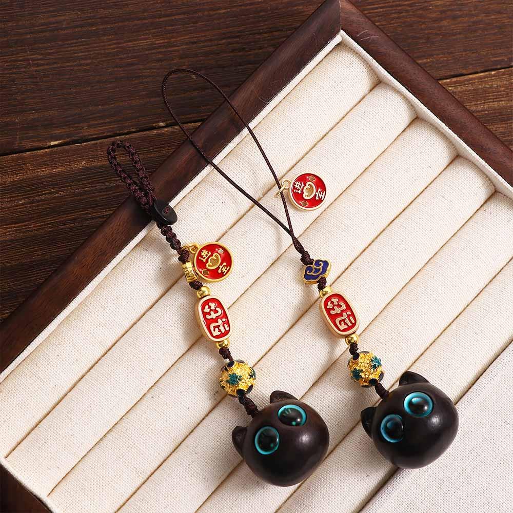 Style Cat Pendant Keychain Components Sandalwood KeyChains Jewelry Findings Wood Car Keyring
