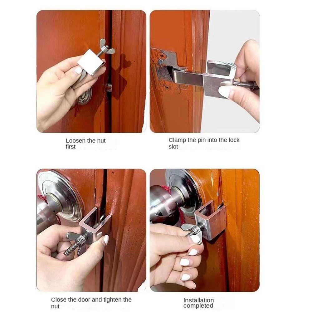 Stainless Steel Safety Door Lock Self-Defense Anti Theft Security Buckle Lock Portable Easy To Install Door Stopper Lock Hotel