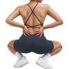 Women Strappy Romper Seamless Jumpsuit Tummy Control Padded Sports Bra