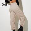 Women Pants High Elastic Waist Ankle Banded Solid Color Casual Soft Warm Pockets Loose Spring Fall Sweatpants Jogging Trousers
