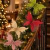 Christmas Butterfly Pick Decor Glitter Tulle Wings Multi Color Optional Christmas Tree Party Scene Ornaments