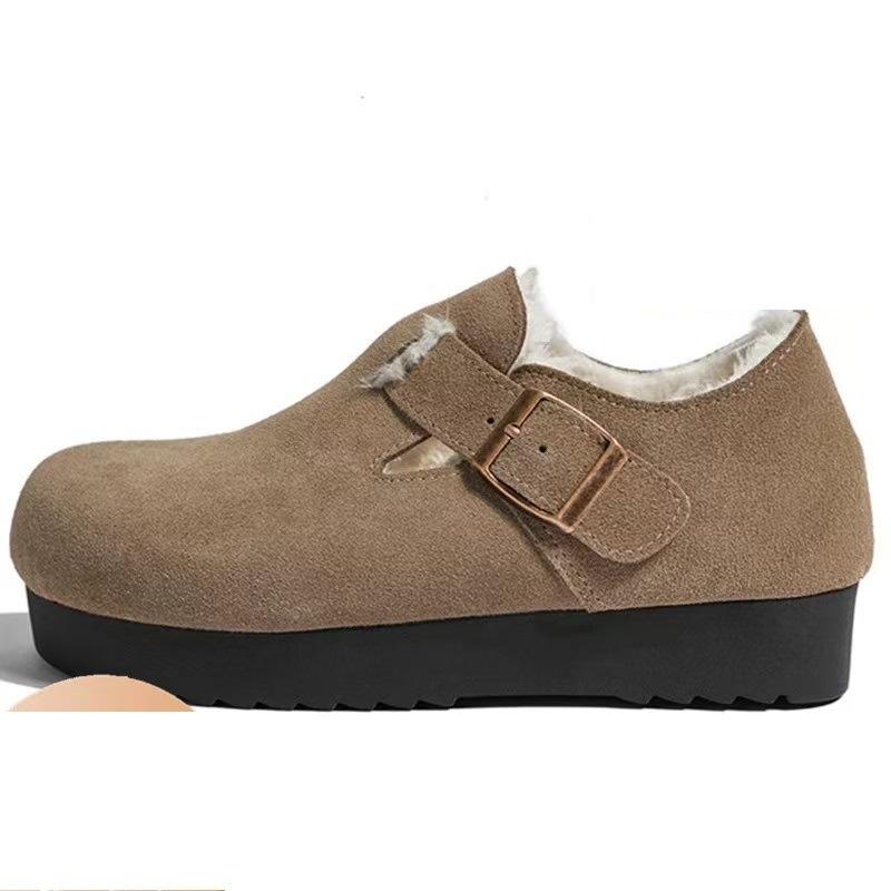 

Универсальные хлопковые туфли осенне-зимние бархатные новые туфли на толстой подошве, увеличивающие рост, уродливые и милые однопедальные пушистые туфли 40