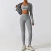 Autumn and winter tight yoga clothes, nude quick-drying sports suit, thin fitness clothes three-piece set