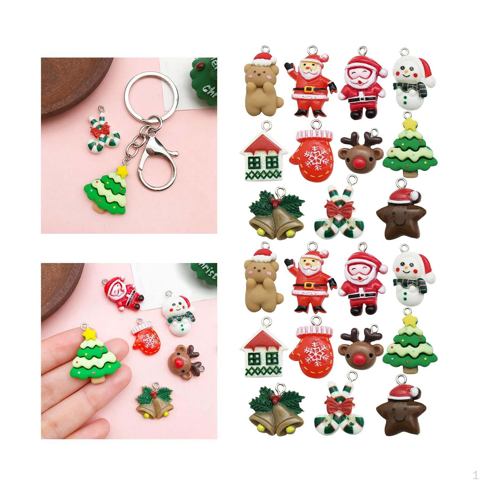 22Pcs Christmas Pendants Assorted Charms Cute Crafts Supplies Hanging Pendant for Earring