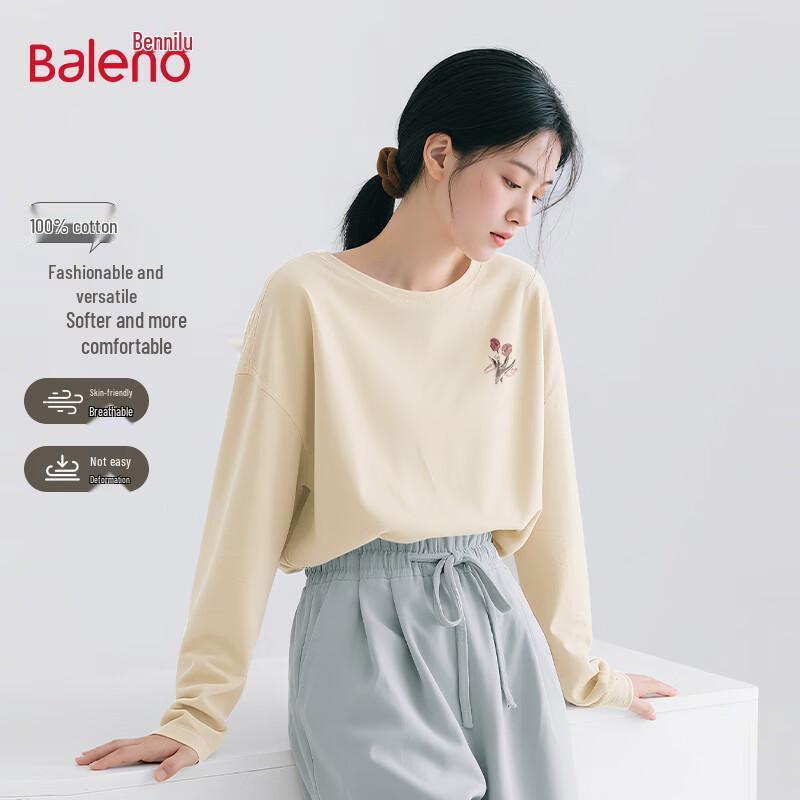 Baleno Women's Pure Cotton Long Sleeve Round Neck T-Shirt