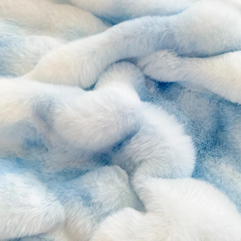 Kaninchen Plüsch Spannbettlaken mit Tiefem Taschen Winter Verdicken Warmer Matratzenschoner Weich Flauschig Doppelmatratzenbezug