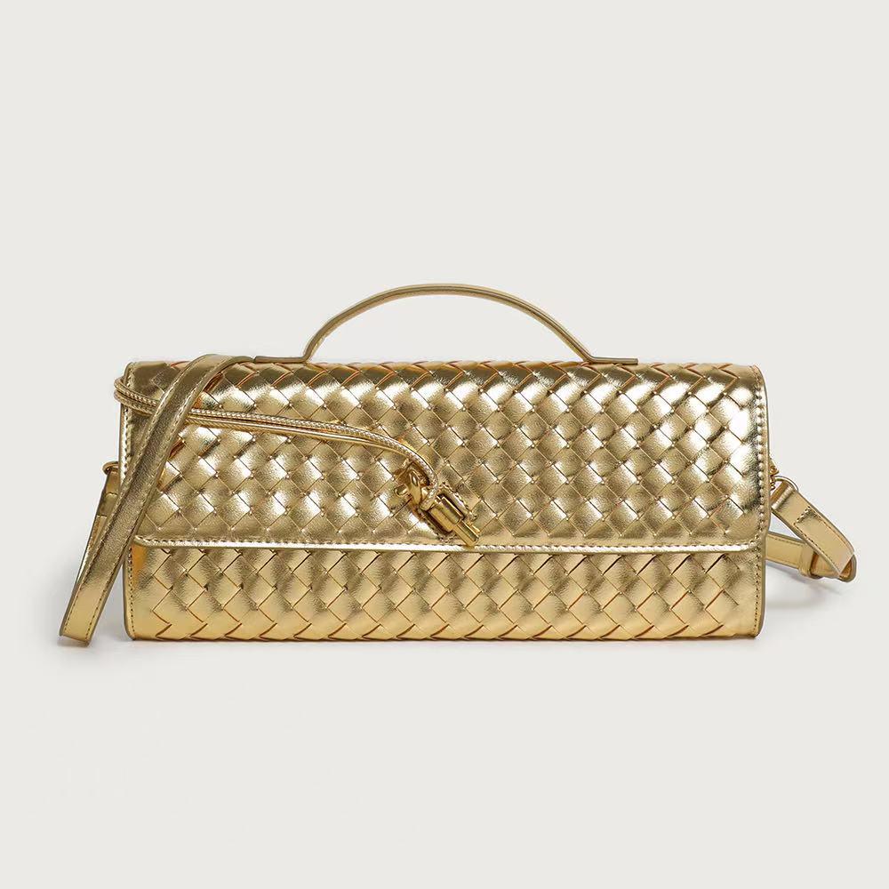 Damers Handgjord Vävd Dragspels Crossbody-väska - High-End, Trendig Clutch & Aftonaxelväska