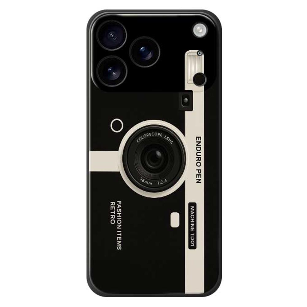 

For iPhone 17 Pro Max Case Colorscope Lens Pattern Printing Straight Edge TPU Phone Back Cover Black