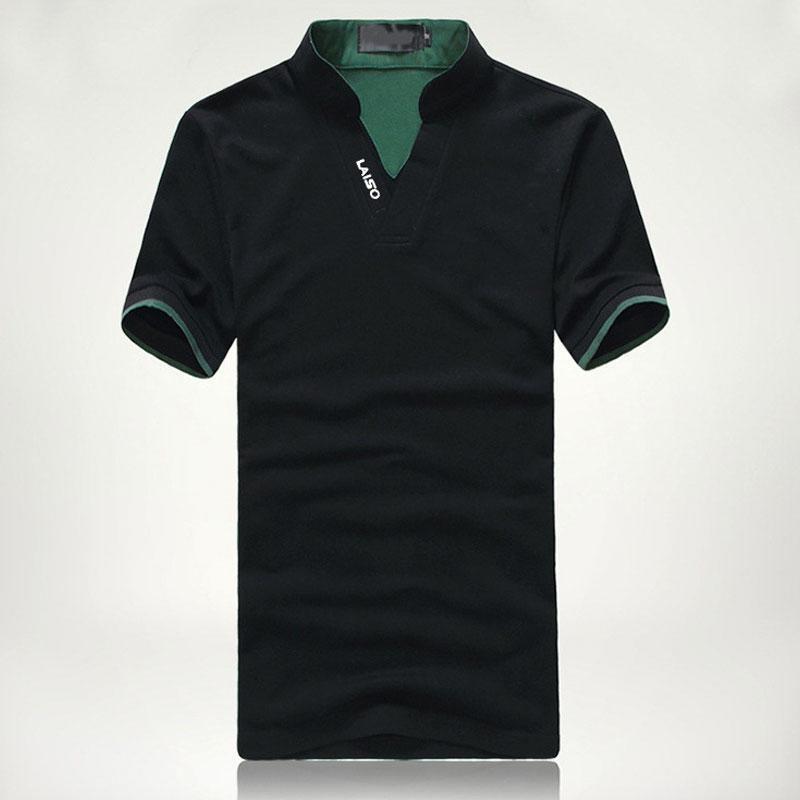 Fashion V Mens Neck Short Sleeve T Shirts Polo Shirt Mens Clothing Tops