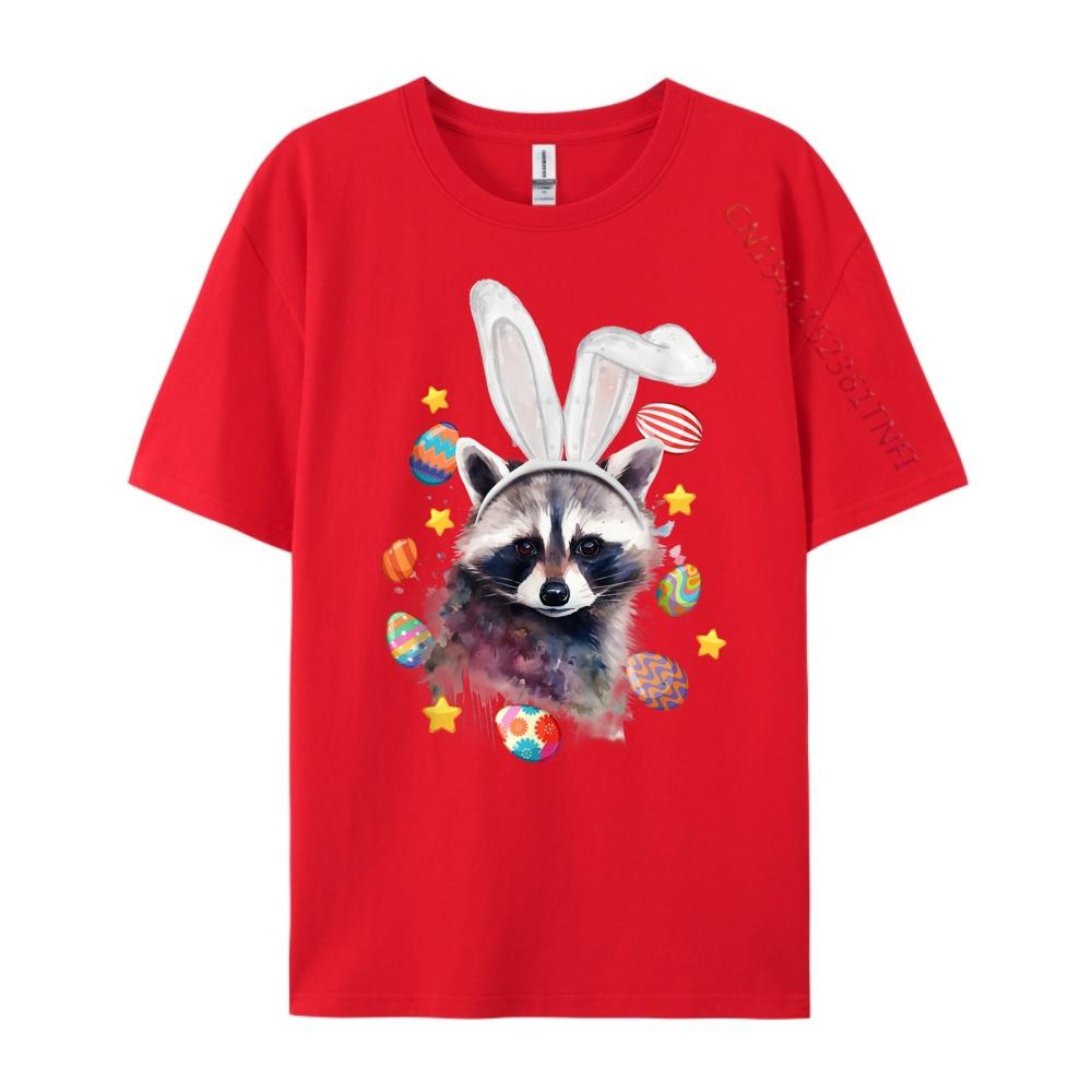 Cute Happy Easter Bunny Raccoon Panda Animal Raccoon Lover Oversized T Shirt Men Camisetas Creative S