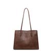 Structured Leather Tote Bag with Long Handle Large Capacity Everyday Fashion Shoulder Bag