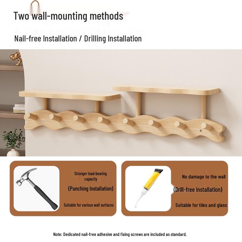 Ścienny wieszak na płaszcze, kapelusze i ubrania z haczykami bez wiercenia do sypialni, przedpokoju lub korytarza