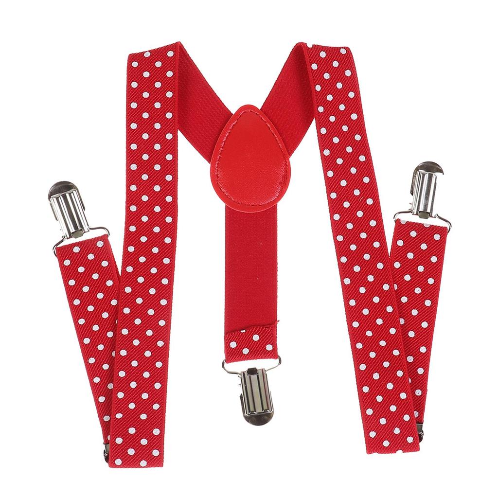 Kids Polka Dot Suspenders 3 Clips Y Back Elastic Adjustable Braces