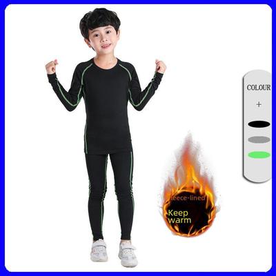 Kids' Yoga Tights: Warm, Velvet-Enhanced Athletic Suit for Boys & Girls, Perfect for Autumn/Winter Runs and Fitness.