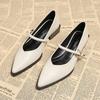 73598-1 Spring and Summer Women's Shoes 2025 Popular Versatile Comfortable Pointed Shallow Mouth Shoes Thick Heel Retro Single Shoes