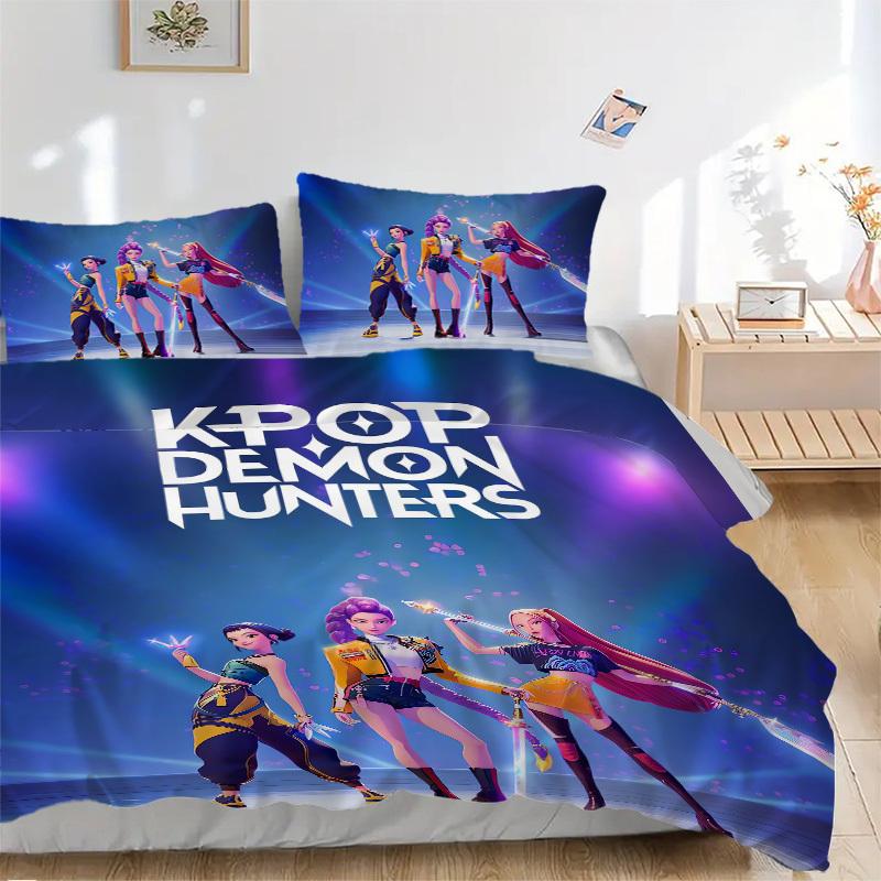 

KPOP ОХОТНИКИ НА ДЕМОНОВ Комплект постельного белья - 3 предмета Пододеяльник Подарок для спальни, Без вставкиB133 135x200cm