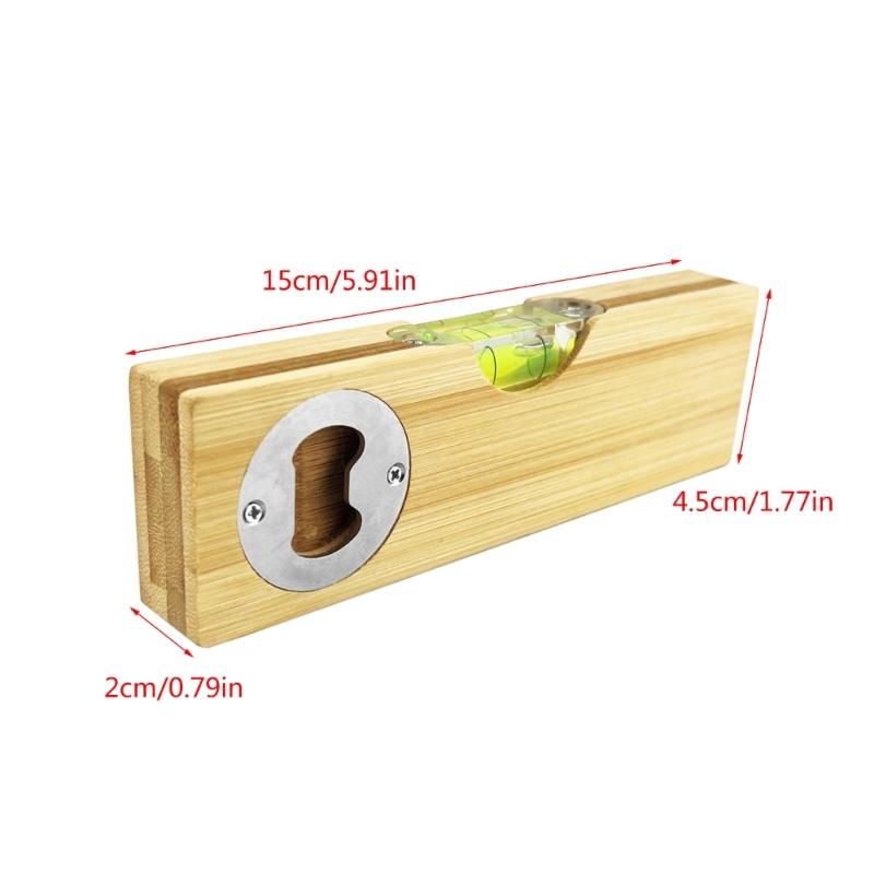 Multifunktionellt vattenpass & Flasköppnare Trävattenpass med Öppnare Bekvämt Vattenpassverktyg Öppnare för Hemmet & Entusiaster