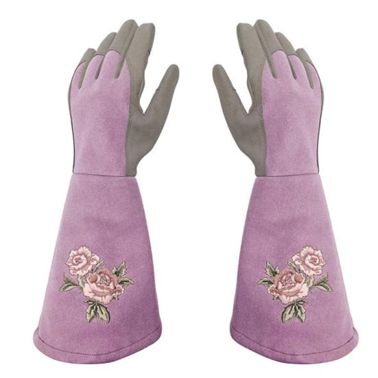 

1 пара многоразовых садовых перчаток, устойчивые к ударам из искусственной кожи, защита от обрезки, длинные перчатки для посадки L светло-фиолетовый