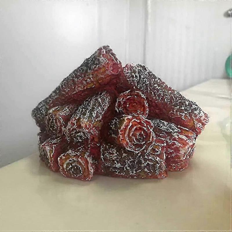 Realistic Burning Charcoal LED Lamp - Artificial Fireplace with Glowing Flame and Wood Logs - Flameless Indoor Light for Home Decoration