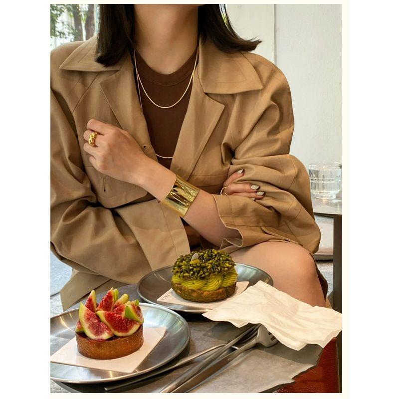 Curved Wide Version Smooth Opening Bracelet Female Special Interest Light Luxury Fancy European and American Couple Bracelet Armband Bracelet