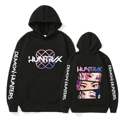 Harajuku Kpop Demon Hunters Graphic Hoodie Mira Rumi Zoey Huntrix Print Hooded Pullover Man Woman Fans Gift Casual Sweatshirt