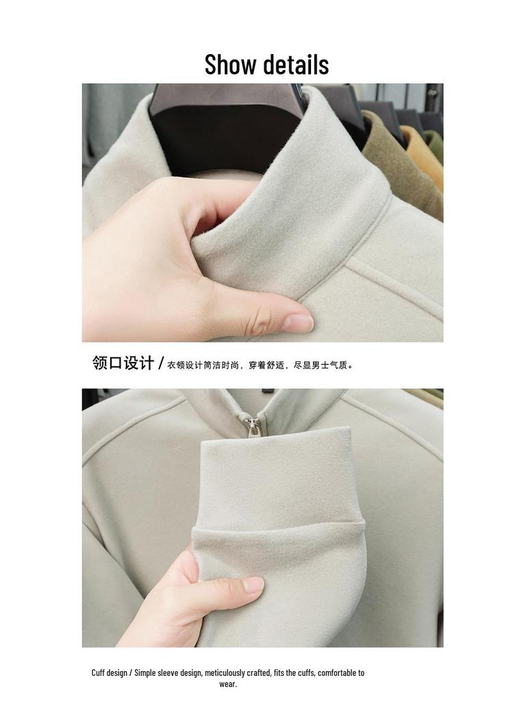 Men's 2025 Winter Double-Sided Fleece Half-Zip Long-Sleeve Casual Warm Base Layer Sweatshirt