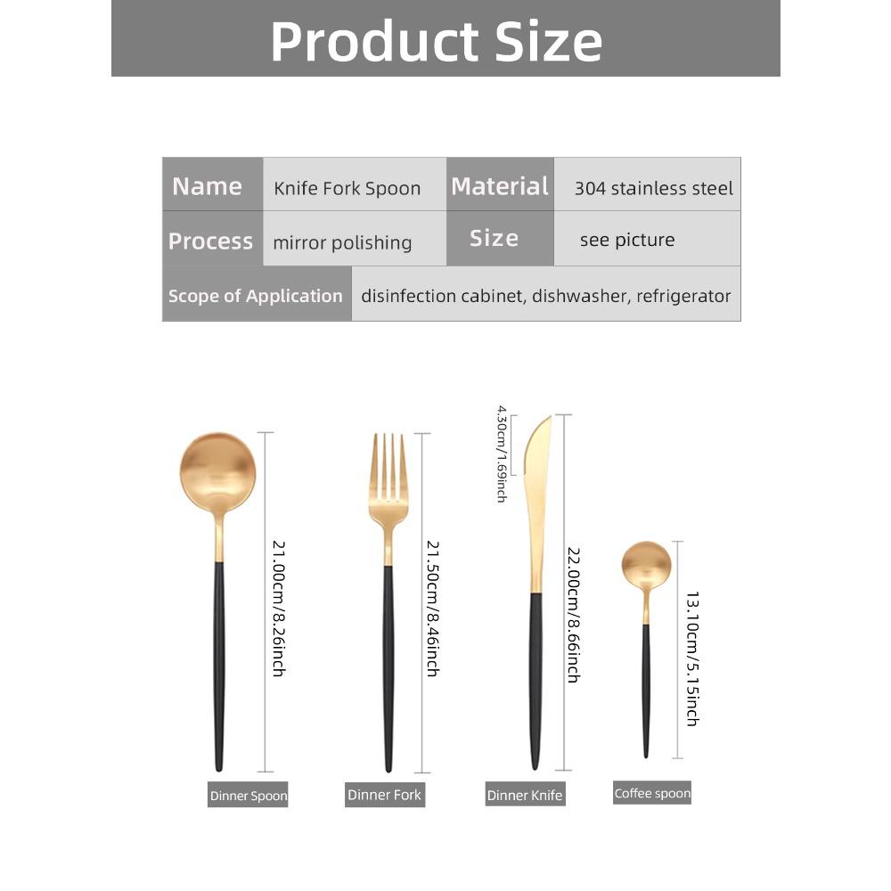 24dílná sada nerezového nádobí, černé zlato, příbory, lžíce, vidlička, nůž, západní příbory, stříbrné příbory, stolní potřeby