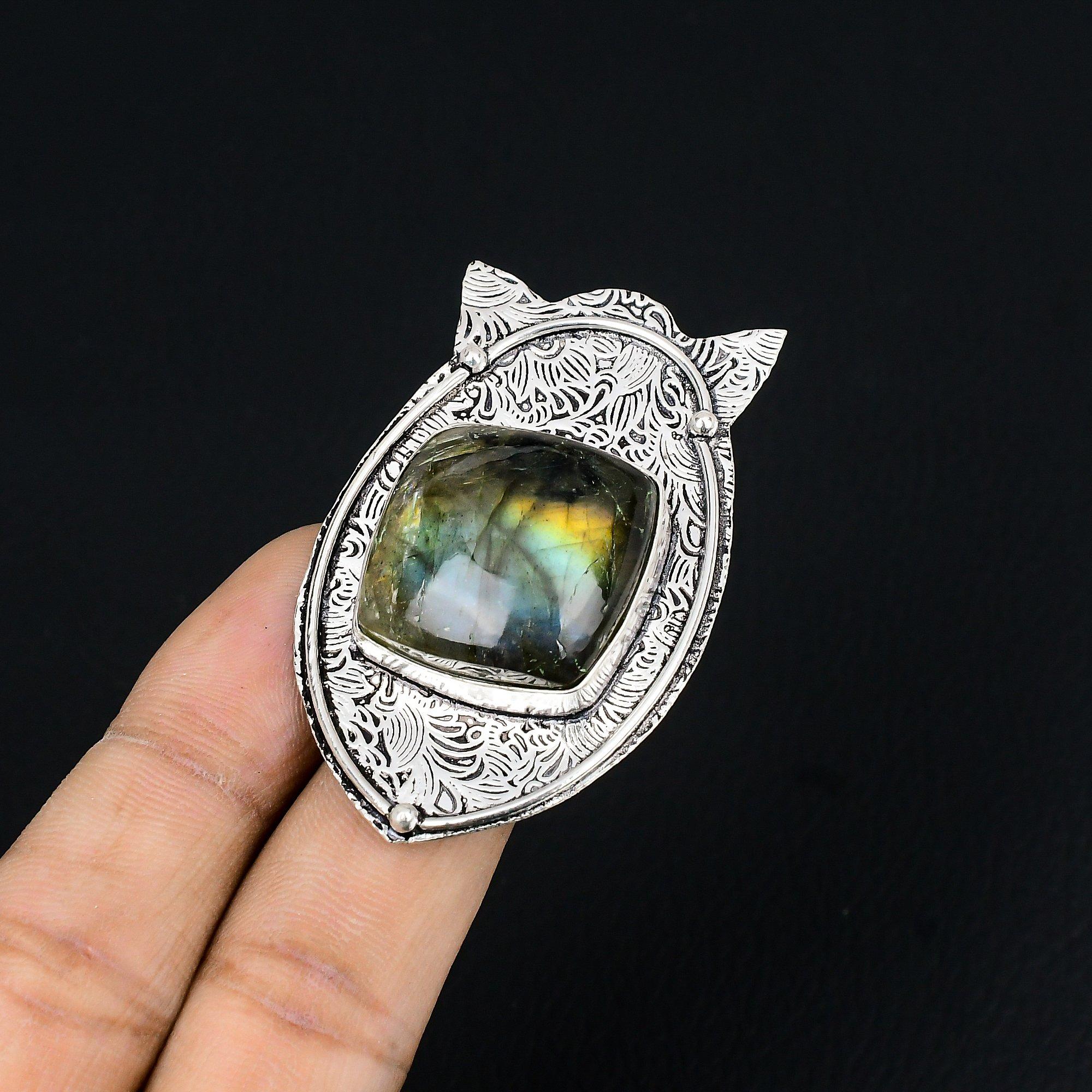 

Womens day Deal 925 Sterling Silver Natural Labradorite Stackable Ring Size 6 6