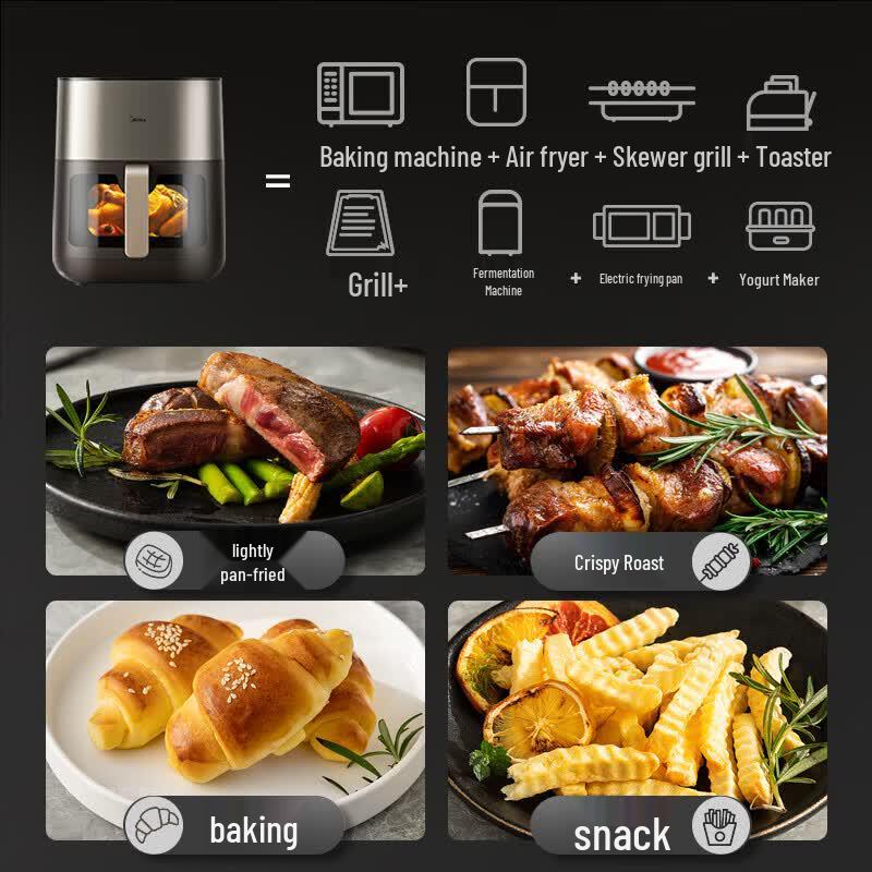 Midea KZC6502 6.5L Smart Air Fryer & Steam Oven CN Plug (adapter Included)